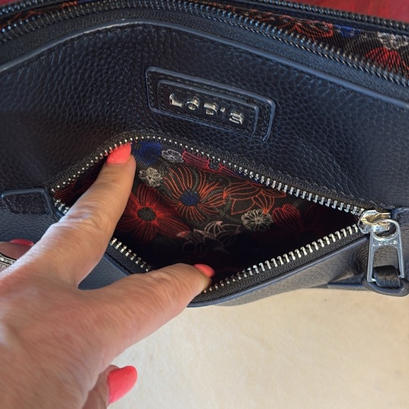 Lodis CHARLOTTE Black genuine pebble leather Crossbody Bag zipper closure - Picture 14 of 14